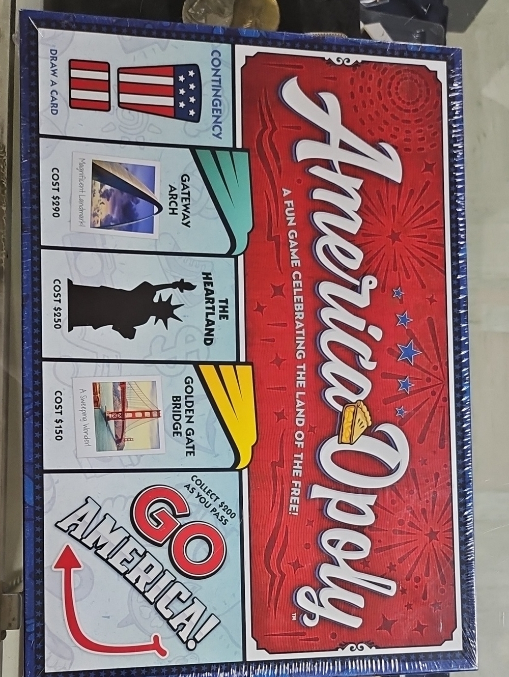 America Opoly Board Game - Patriotic Red Edition